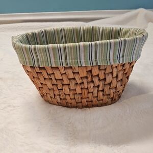 Raffia Palm Leaf Hand Woven Basket with Striped Liner